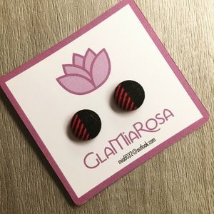 Handmade fabric button earrings